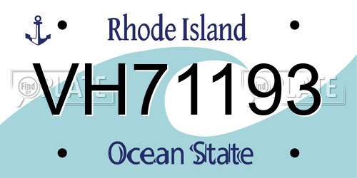 VH71193 Rhode Island License Plate