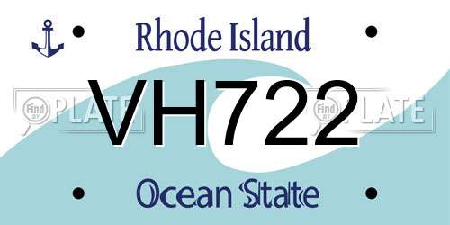 VH722 Rhode Island License Plate