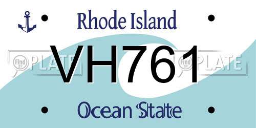 VH761 Rhode Island License Plate