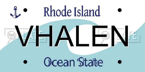 VHALEN Rhode Island License Plate
