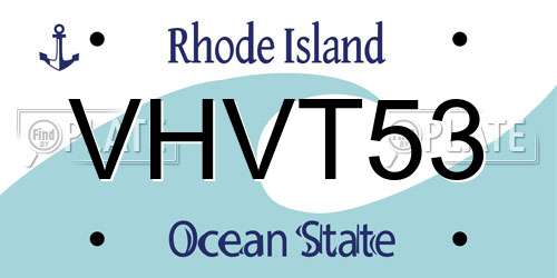 VHVT53 Rhode Island License Plate