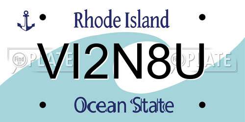 VI2N8U Rhode Island License Plate