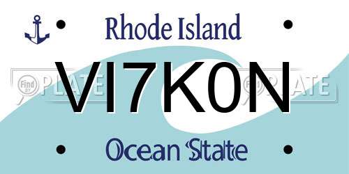 VI7K0N Rhode Island License Plate