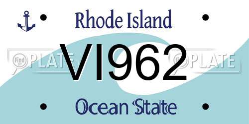 VI962 Rhode Island License Plate
