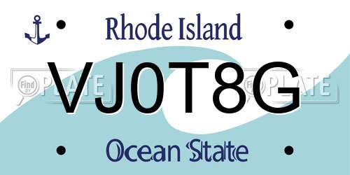 VJ0T8G Rhode Island License Plate
