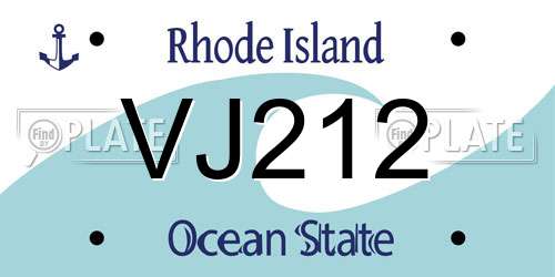 VJ212 Rhode Island License Plate