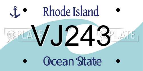 VJ243 Rhode Island License Plate