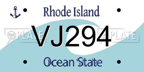 VJ294 Rhode Island License Plate