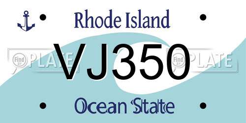 VJ350 Rhode Island License Plate