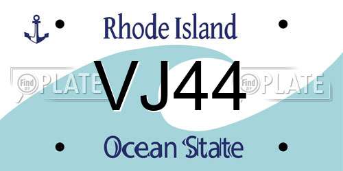 VJ44 Rhode Island License Plate
