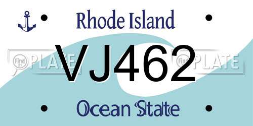 VJ462 Rhode Island License Plate