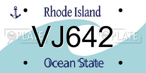 VJ642 Rhode Island License Plate