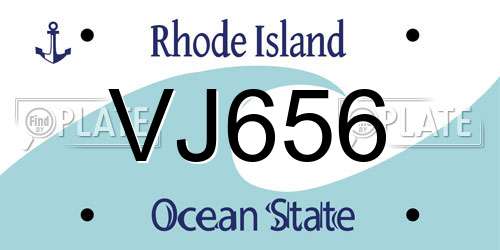 VJ656 Rhode Island License Plate
