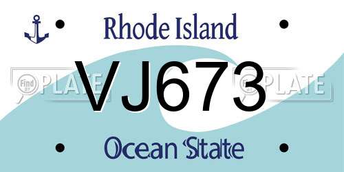 VJ673 Rhode Island License Plate