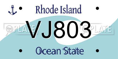 VJ803 Rhode Island License Plate