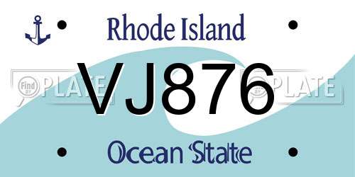 VJ876 Rhode Island License Plate