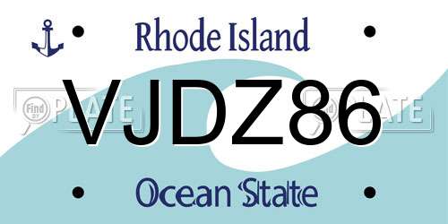 VJDZ86 Rhode Island License Plate