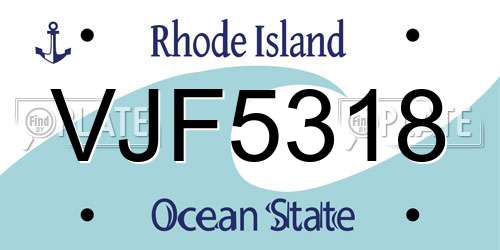 VJF5318 Rhode Island License Plate