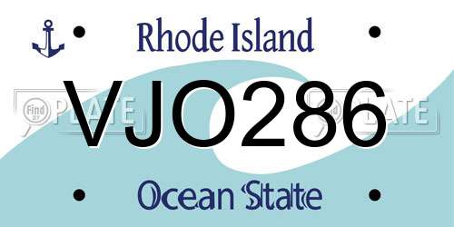VJO286 Rhode Island License Plate