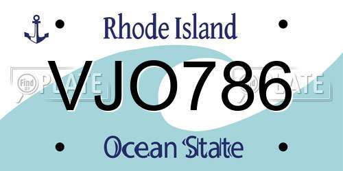 VJO786 Rhode Island License Plate