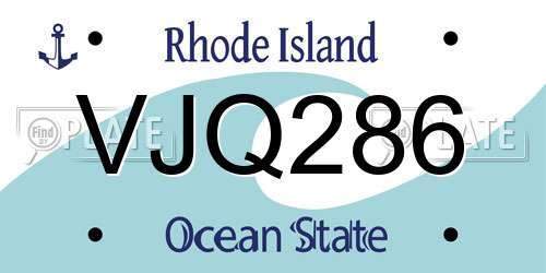 VJQ286 Rhode Island License Plate
