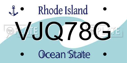 VJQ78G Rhode Island License Plate