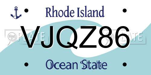 VJQZ86 Rhode Island License Plate