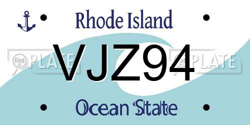 VJZ94 Rhode Island License Plate