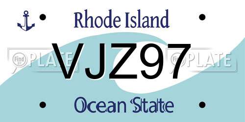 VJZ97 Rhode Island License Plate
