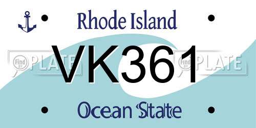 VK361 Rhode Island License Plate