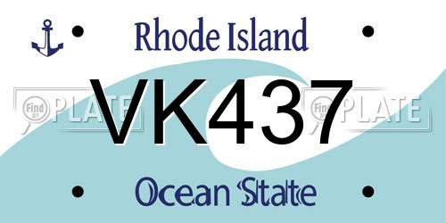 VK437 Rhode Island License Plate