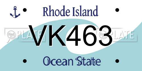 VK463 Rhode Island License Plate
