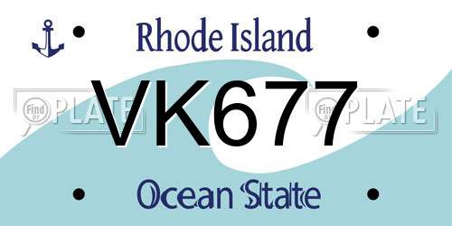 VK677 Rhode Island License Plate