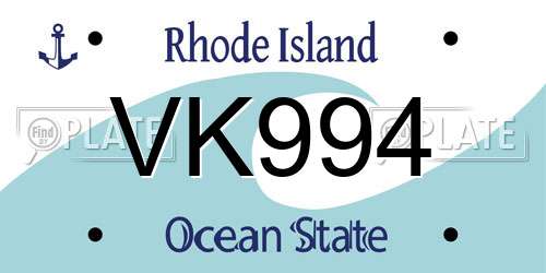 VK994 Rhode Island License Plate