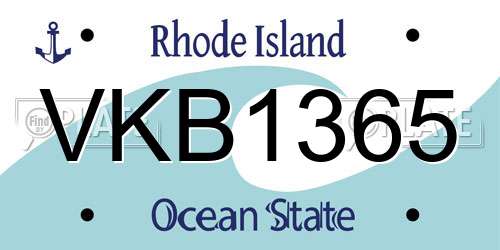 VKB1365 Rhode Island License Plate