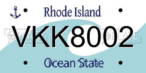 VKK8002 Rhode Island License Plate