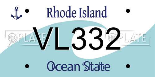 VL332 Rhode Island License Plate