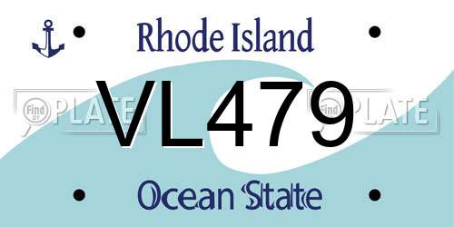 VL479 Rhode Island License Plate