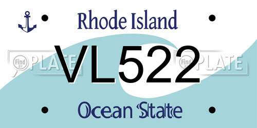 VL522 Rhode Island License Plate