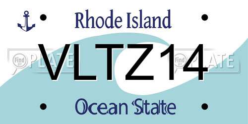 VLTZ14 Rhode Island License Plate