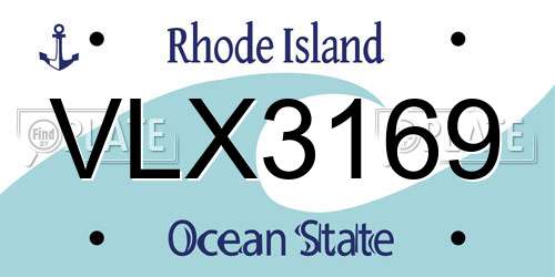 VLX3169 Rhode Island License Plate