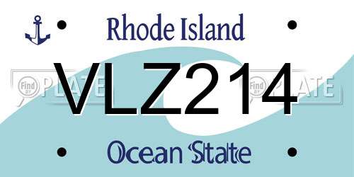 VLZ214 Rhode Island License Plate