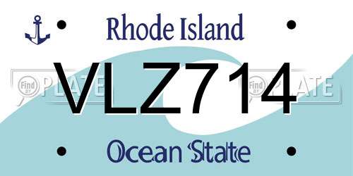 VLZ714 Rhode Island License Plate