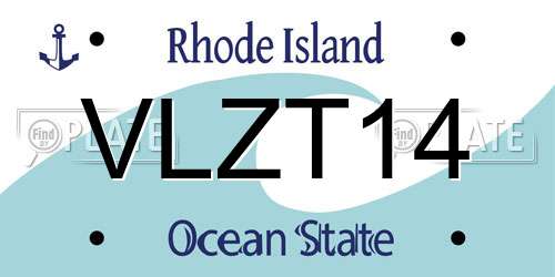 VLZT14 Rhode Island License Plate