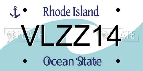 VLZZ14 Rhode Island License Plate