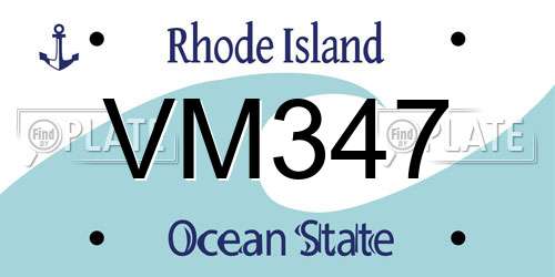 VM347 Rhode Island License Plate