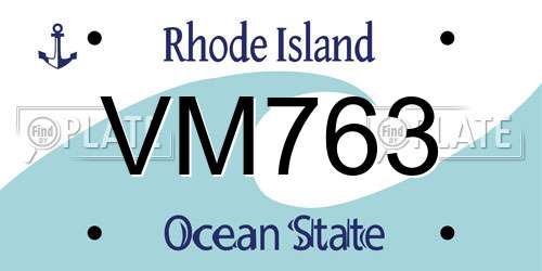 VM763 Rhode Island License Plate