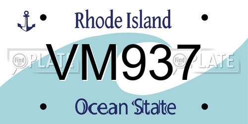 VM937 Rhode Island License Plate