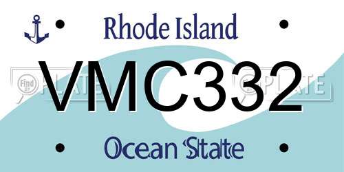 VMC332 Rhode Island License Plate