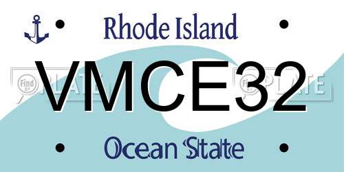 VMCE32 Rhode Island License Plate